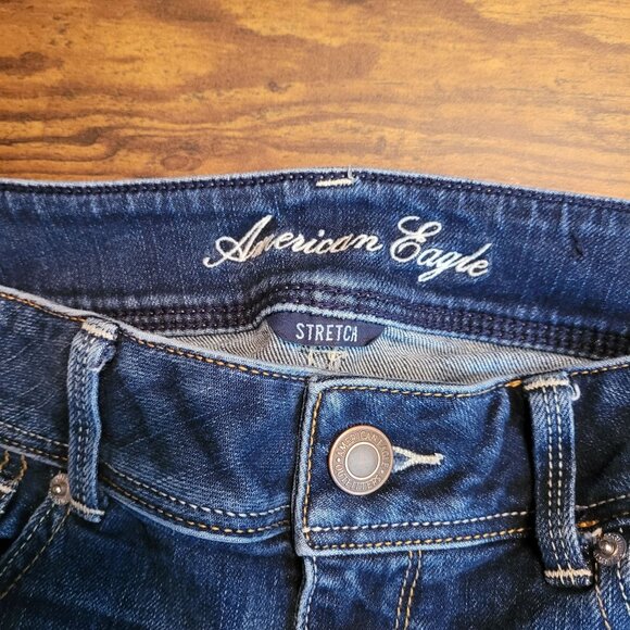 American Eagle Jeans 8 R Slim Boot Low Rise Stretch Medium Dark Wash - Picture 4 of 11